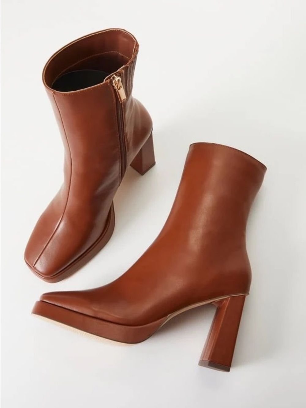 Brown Square-Toe Ankle Boot